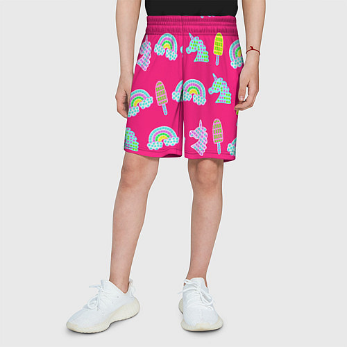 Детские шорты Pop it радуга и единорог / 3D-принт – фото 3