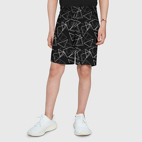 Детские шорты Черно-белый геометрический / 3D-принт – фото 3