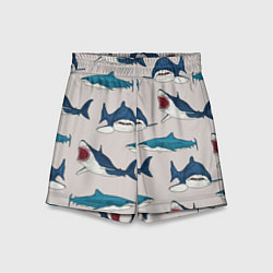 Шорты детские Кровожадные акулы паттерн, цвет: 3D-принт