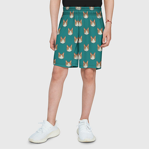 Детские шорты Рыжий кот паттерн / 3D-принт – фото 3