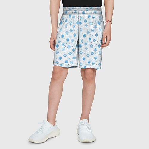 Детские шорты Снежинки снежные узоры / 3D-принт – фото 3