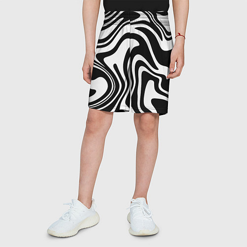 Детские шорты Черно-белые полосы Black and white stripes / 3D-принт – фото 3