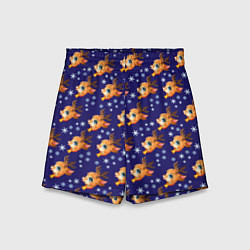 Детские шорты Новогодние олени паттерн