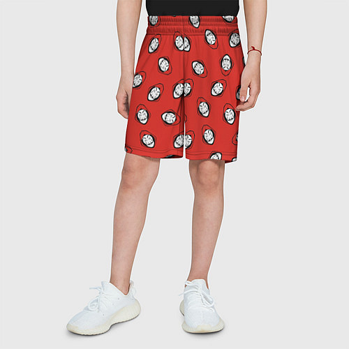 Детские шорты БУМАЖНЫЙ ДОМ , УЗОР ИЗ МАСОК ДАЛИ / 3D-принт – фото 3