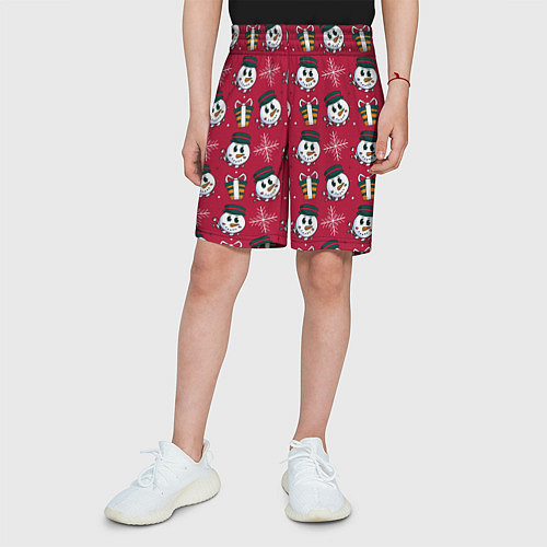 Детские шорты СНЕГOВИК В ЦИЛИНДРЕ / 3D-принт – фото 3