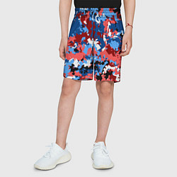 Шорты детские Красно-синий камуфляж, цвет: 3D-принт — фото 2
