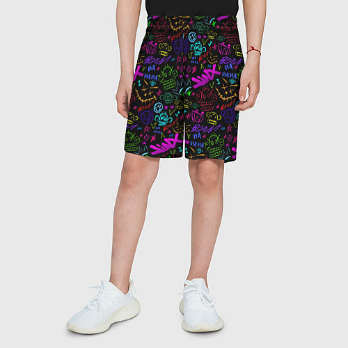 Детские шорты League Of Legends - Arcane неоновые логотипы / 3D-принт – фото 3