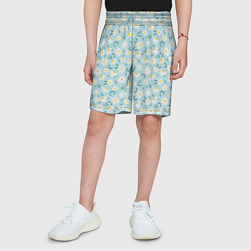 Детские шорты Весенние ромашки / 3D-принт – фото 3