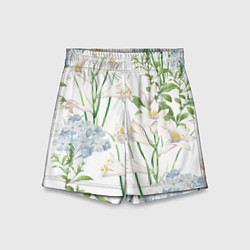 Шорты детские Цветы Утонченные и Яркие, цвет: 3D-принт