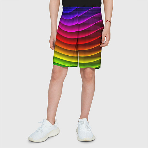 Детские шорты Color line neon pattern Abstraction Summer 2023 / 3D-принт – фото 3