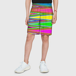 Шорты детские Полосатый радужный разноцветный геометрический узо, цвет: 3D-принт — фото 2