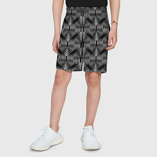Детские шорты Геометрический узор арт-деко черно-белый / 3D-принт – фото 3