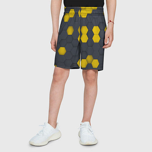 Детские шорты Разноцветные Соты Пчёл / 3D-принт – фото 3