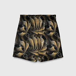 Шорты детские Золотистые абстрактные узоры, цвет: 3D-принт