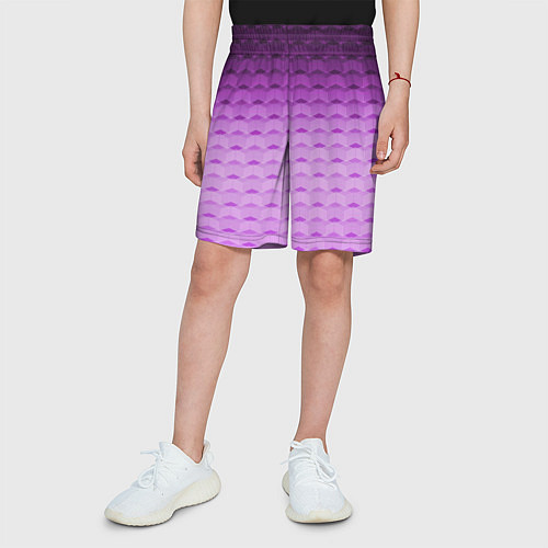 Детские шорты Фиолетово-розовый геометрический узор Градиент / 3D-принт – фото 3