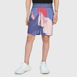 Шорты детские Пейзаж гор и леса в стиле ретро, цвет: 3D-принт — фото 2