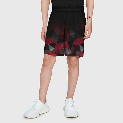 Детские шорты Черно-красный геометрический / 3D-принт – фото 3