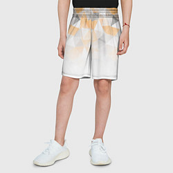 Шорты детские Однотонный белый и желто-серый геометрический, цвет: 3D-принт — фото 2