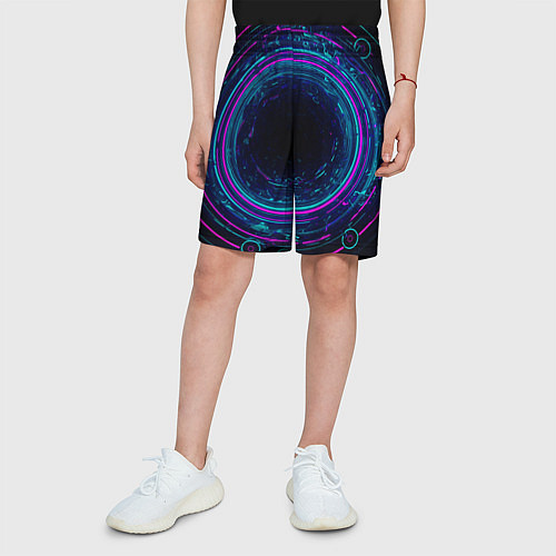 Детские шорты Неоновый тоннель - портал / 3D-принт – фото 3