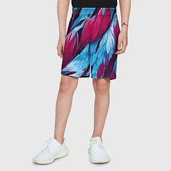 Шорты детские Яркие экзотические перья, цвет: 3D-принт — фото 2
