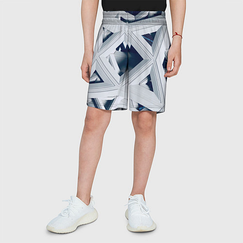 Детские шорты Абстрактное множество металлический пластин / 3D-принт – фото 3