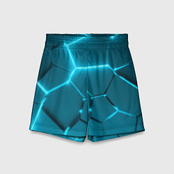 Шорты детские Ледяные неоновые геометрические плиты, цвет: 3D-принт
