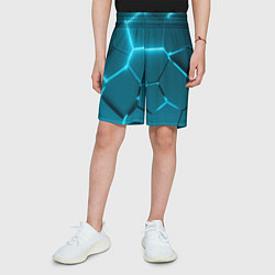 Шорты детские Ледяные неоновые геометрические плиты, цвет: 3D-принт — фото 2