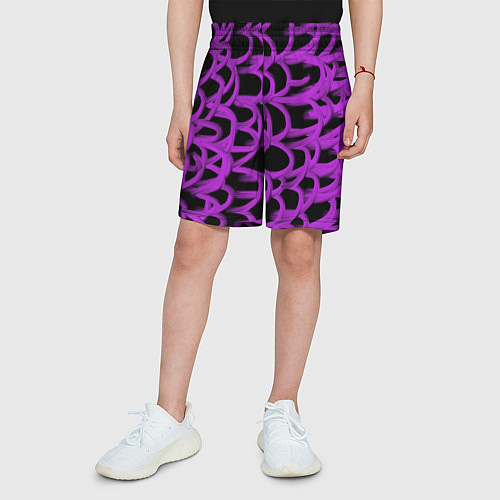 Детские шорты Нити из фиолетовой краски / 3D-принт – фото 3