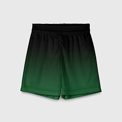 Шорты детские Черный и мшистый зеленый градиент омбре, цвет: 3D-принт