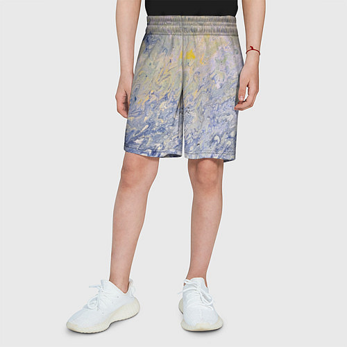 Детские шорты Абстрактное множество мазков серой краски / 3D-принт – фото 3