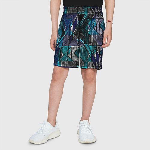 Детские шорты Сине - черная гранжевая абстракция / 3D-принт – фото 3