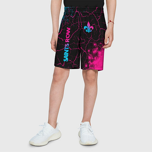 Детские шорты Saints Row - neon gradient: надпись, символ / 3D-принт – фото 3