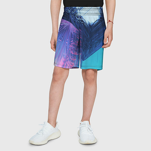 Детские шорты Абстрактные ледяные кубы - Розовый и синий / 3D-принт – фото 3