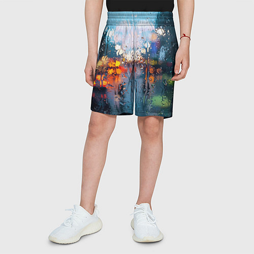 Детские шорты Город через дождевое стекло / 3D-принт – фото 3