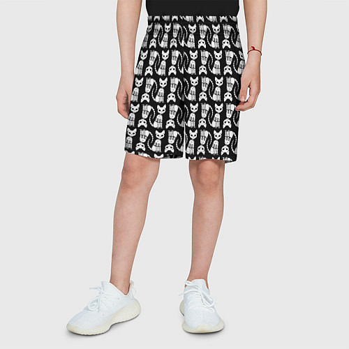 Детские шорты Скелет кошки - Halloween pattern / 3D-принт – фото 3