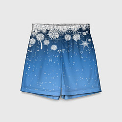Шорты детские Снежный узор на синем фоне, цвет: 3D-принт