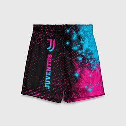 Шорты детские Juventus - neon gradient: по-вертикали, цвет: 3D-принт