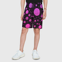 Шорты детские Фиолетовый мультяшный космос, цвет: 3D-принт — фото 2