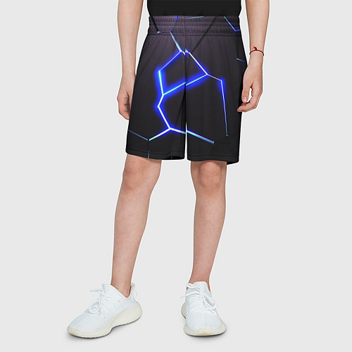 Детские шорты Неоновый разлом плит / 3D-принт – фото 3