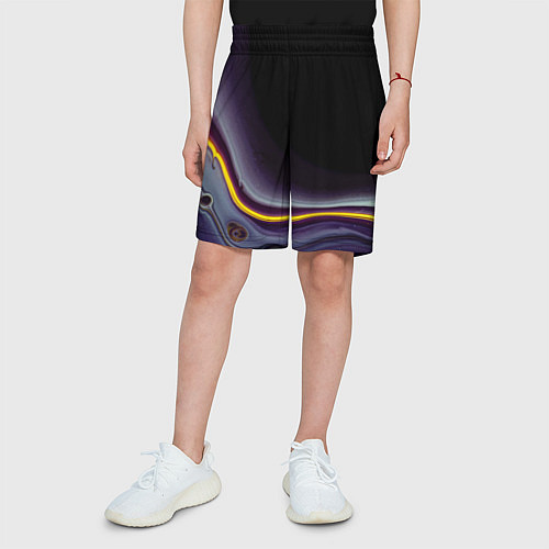 Детские шорты Фиолетовые краски во тьме / 3D-принт – фото 3