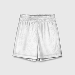Шорты детские Белые новогодние снежинки, цвет: 3D-принт
