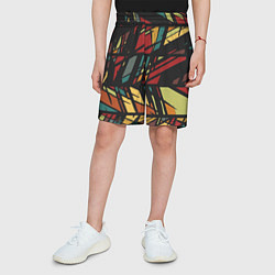 Шорты детские Абстракция в разноцветных линиях, цвет: 3D-принт — фото 2