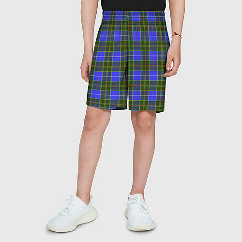 Детские шорты Ткань Шотландка сине-зелёная / 3D-принт – фото 3