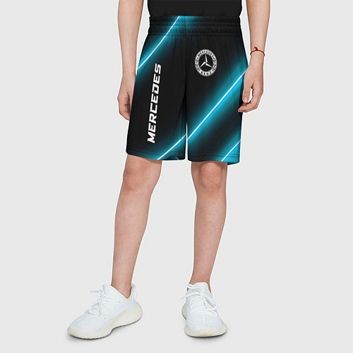 Детские шорты Mercedes неоновые лампы / 3D-принт – фото 3