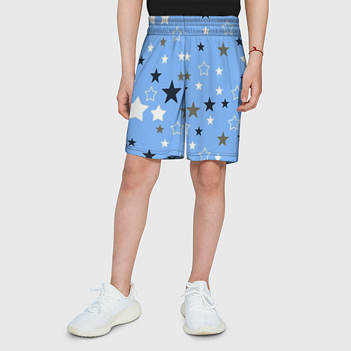 Детские шорты Звёзды на голубом фоне / 3D-принт – фото 3