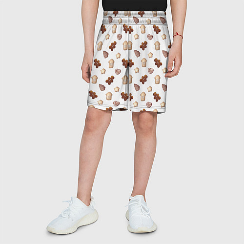 Детские шорты Новогоднее печенье - паттерн / 3D-принт – фото 3