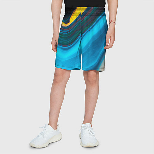 Детские шорты Светло-синий и переливающийся песок / 3D-принт – фото 3