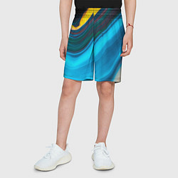Шорты детские Светло-синий и переливающийся песок, цвет: 3D-принт — фото 2