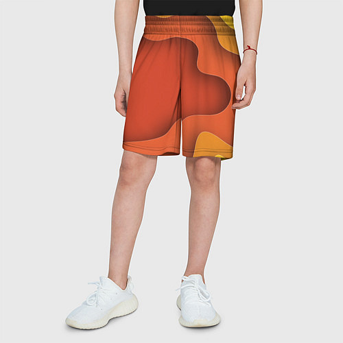 Детские шорты Оранжево-жёлтый разлом / 3D-принт – фото 3