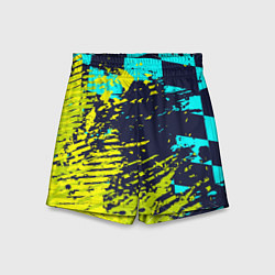 Шорты детские Гоночный флаг и зеленая краска, цвет: 3D-принт